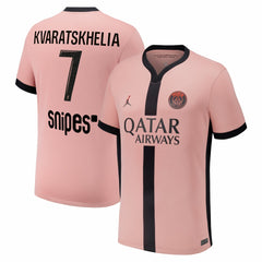 Khvicha Kvaratskhelia Paris Saint-Germain Youth 2024/25 Third Replica Player Jersey on sale - Pink 