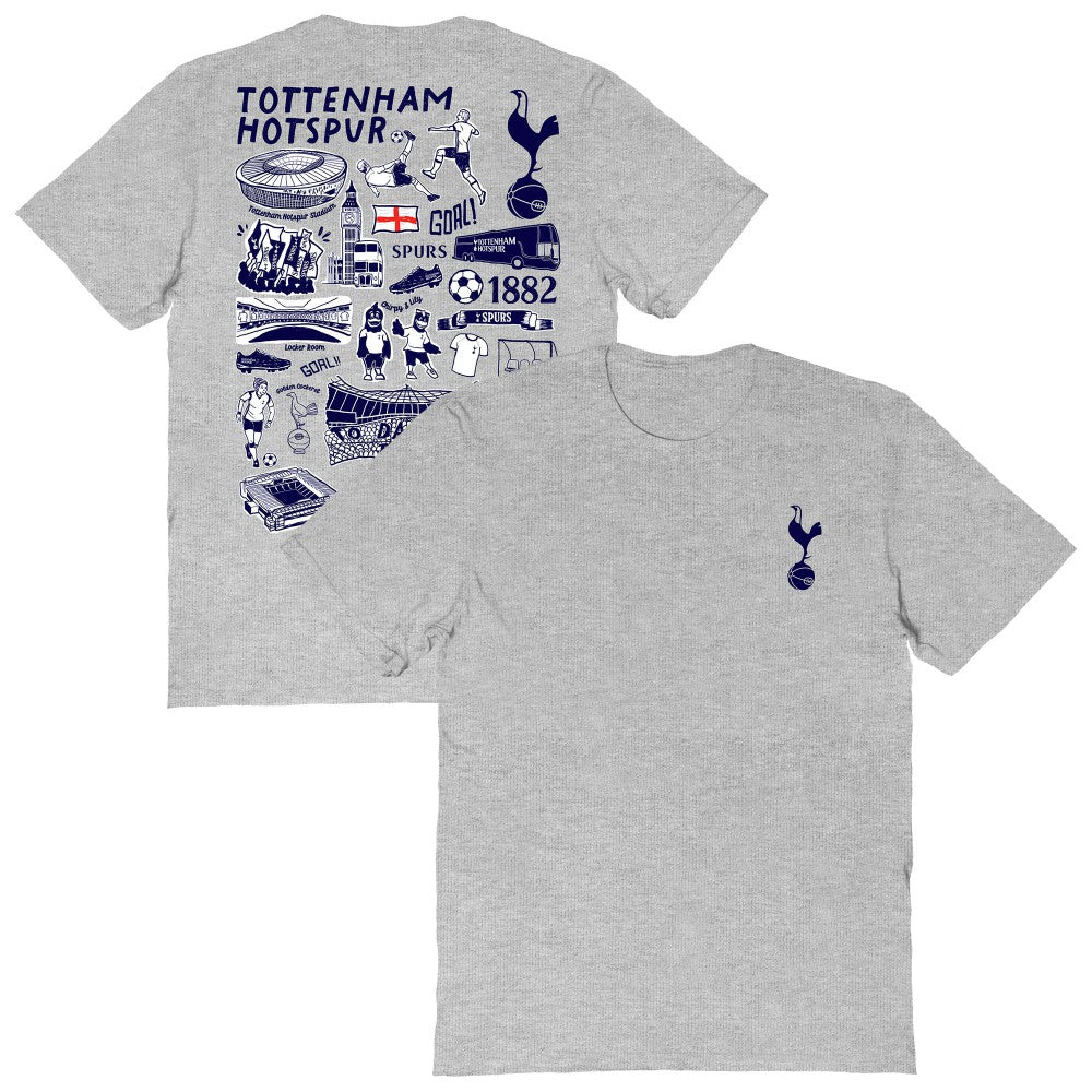Tottenham Hotspur Vive La Fete Women's Impressions Artwork T-Shirt Sale - Heather Gray 