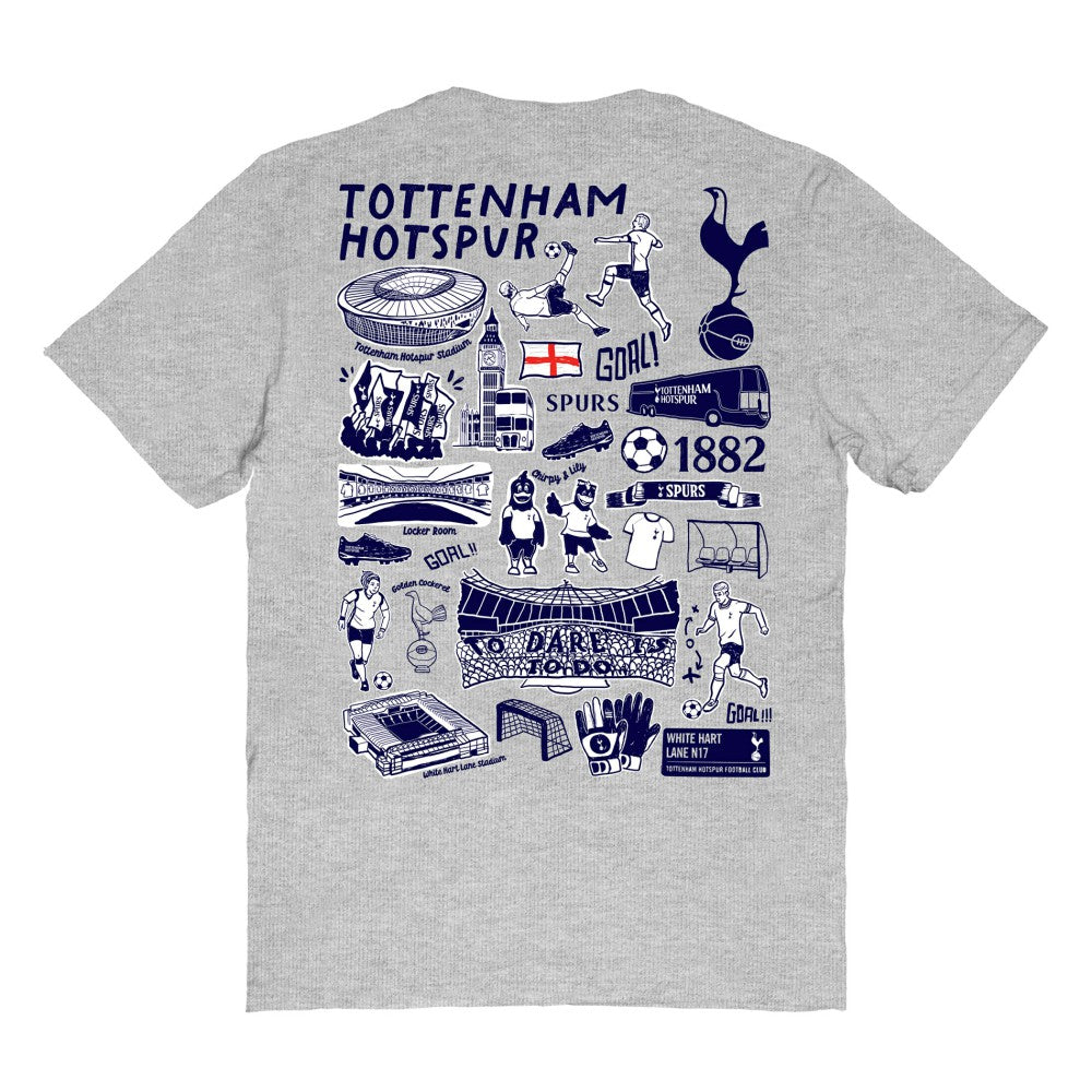 Tottenham Hotspur Vive La Fete Women's Impressions Artwork T-Shirt Sale - Heather Gray 
