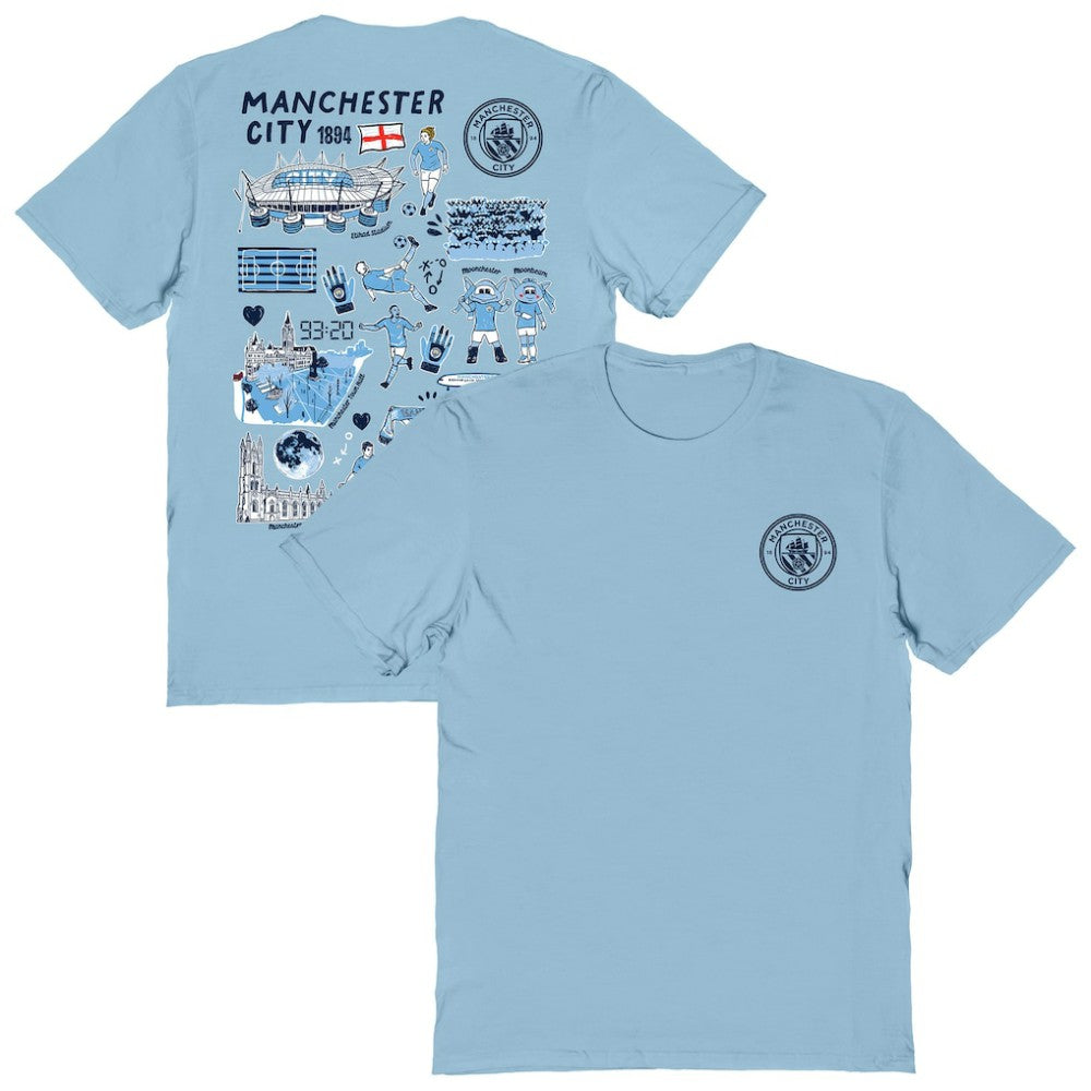 Manchester City Vive La Fete Women's Impressions Artwork T-Shirt Discount - Sky Blue 