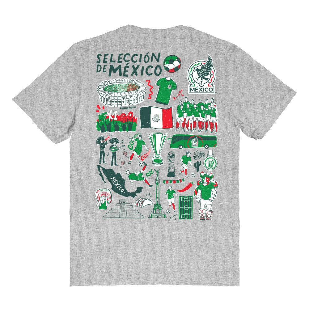 Mexico National Team Vive La Fete Women's Impressions Artwork T-Shirt for sale - Heather Gray 