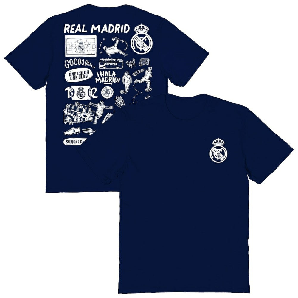 Real Madrid Vive La Fete Women's Impressions Artwork T-Shirt Discount - Navy 