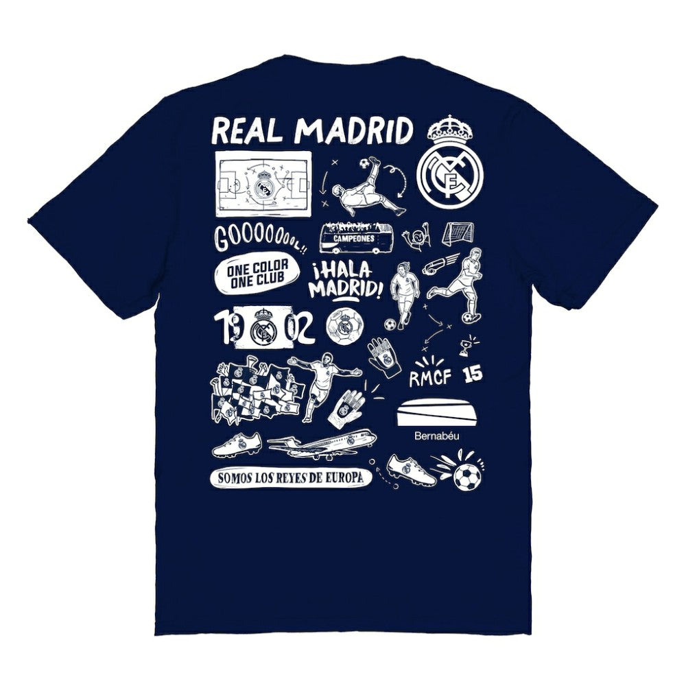 Real Madrid Vive La Fete Women's Impressions Artwork T-Shirt Discount - Navy 