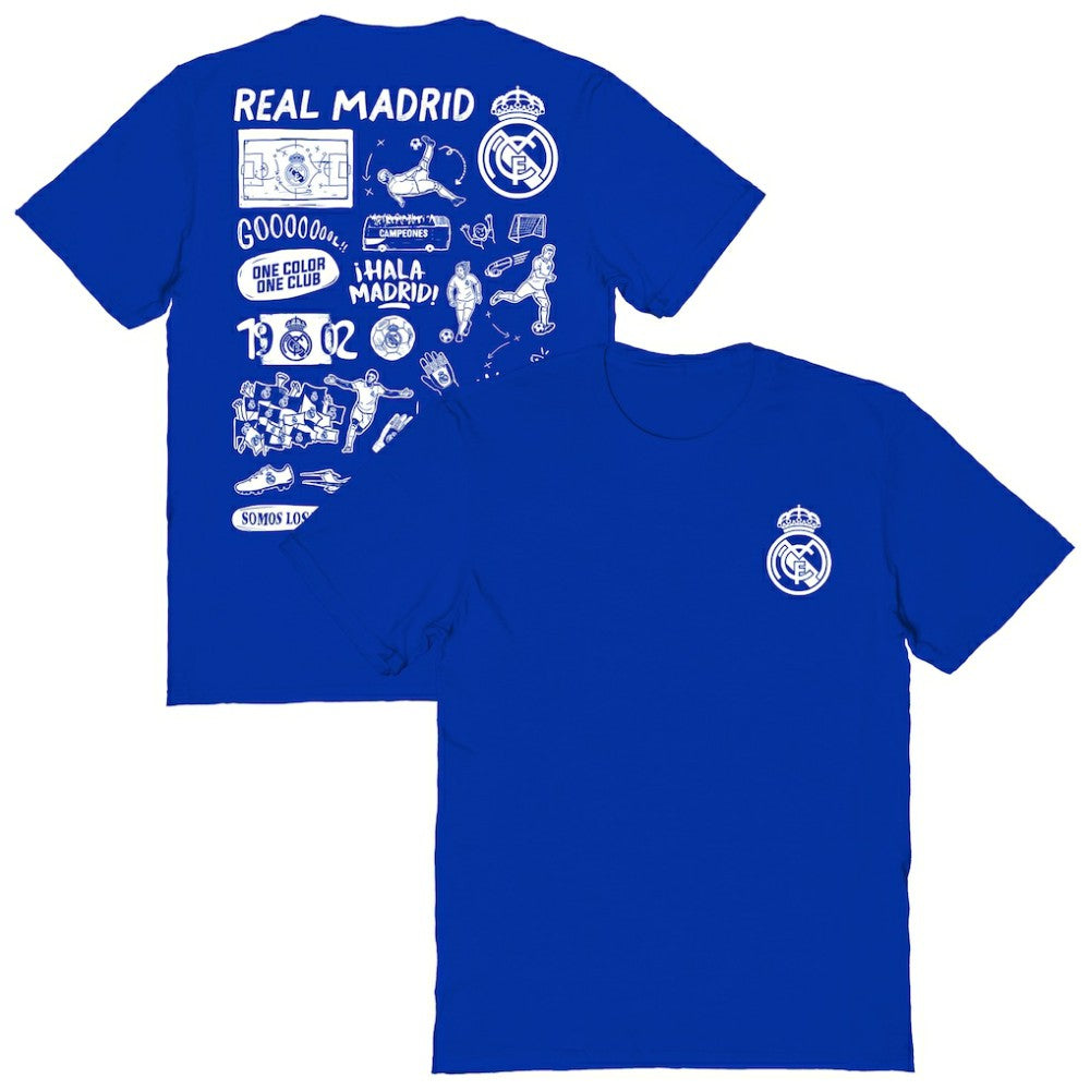 Real Madrid Vive La Fete Women's Impressions Artwork T-Shirt Discount - Royal 