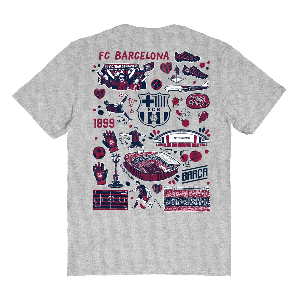 Barcelona Vive La Fete Women's Impressions Artwork T-Shirt on sale - Heather Gray 