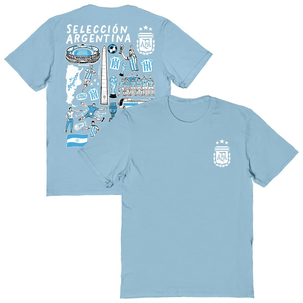 Argentina National Team Vive La Fete Women's Impressions Artwork T-Shirt for sale - Light Blue 