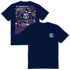 Barcelona Vive La Fete Women's Impressions Artwork T-Shirt on sale - Navy 