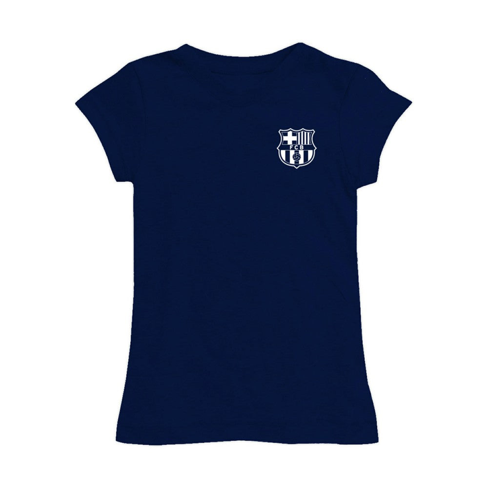 Barcelona Vive La Fete Girls Youth Color Badge Fitted T-Shirt on sale - Navy 