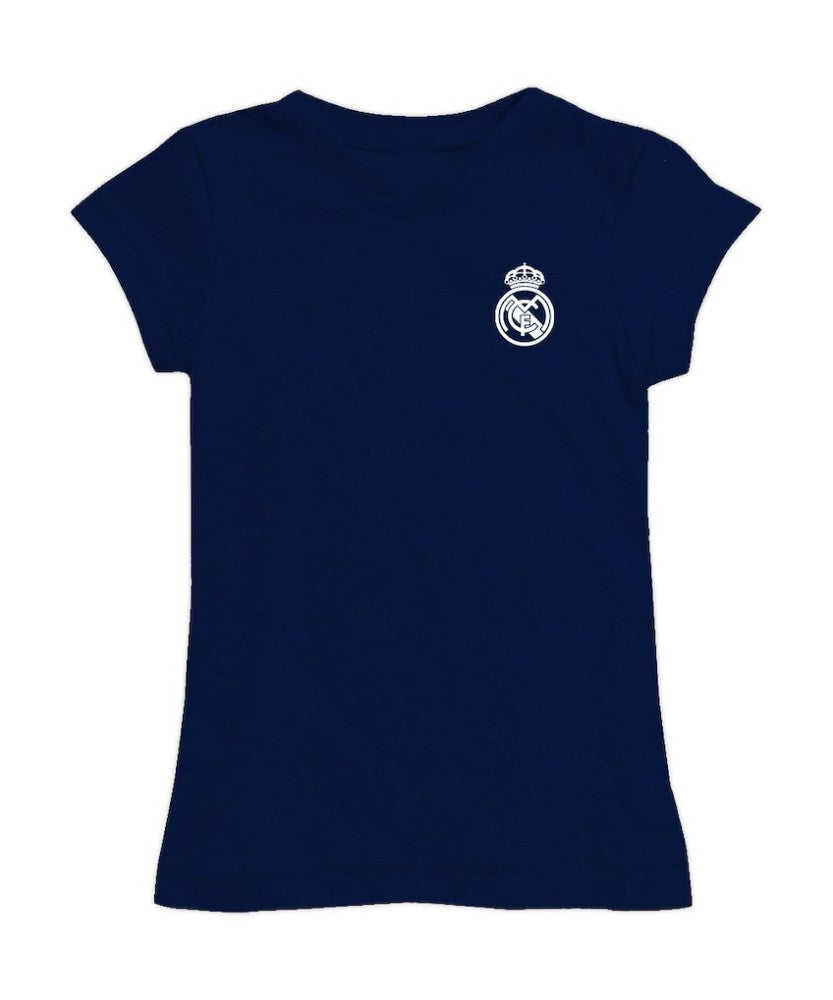 Real Madrid Vive La Fete Girls Youth Color Badge Fitted T-Shirt Discount - Navy 