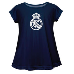 Real Madrid Vive La Fete Girls Youth Color Badge A-Line Top Discount - Navy 