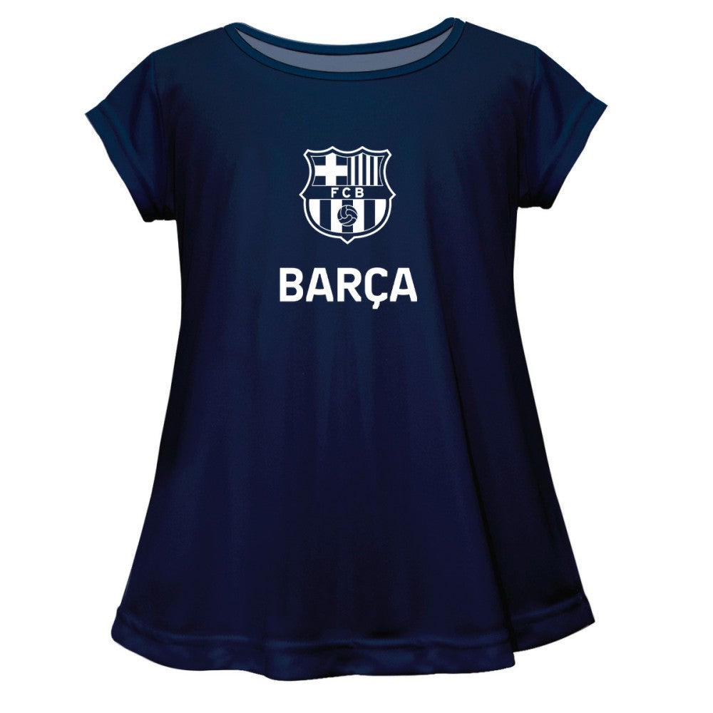 Barcelona Vive La Fete Girls Youth Color Badge A-Line Top on sale - Navy 