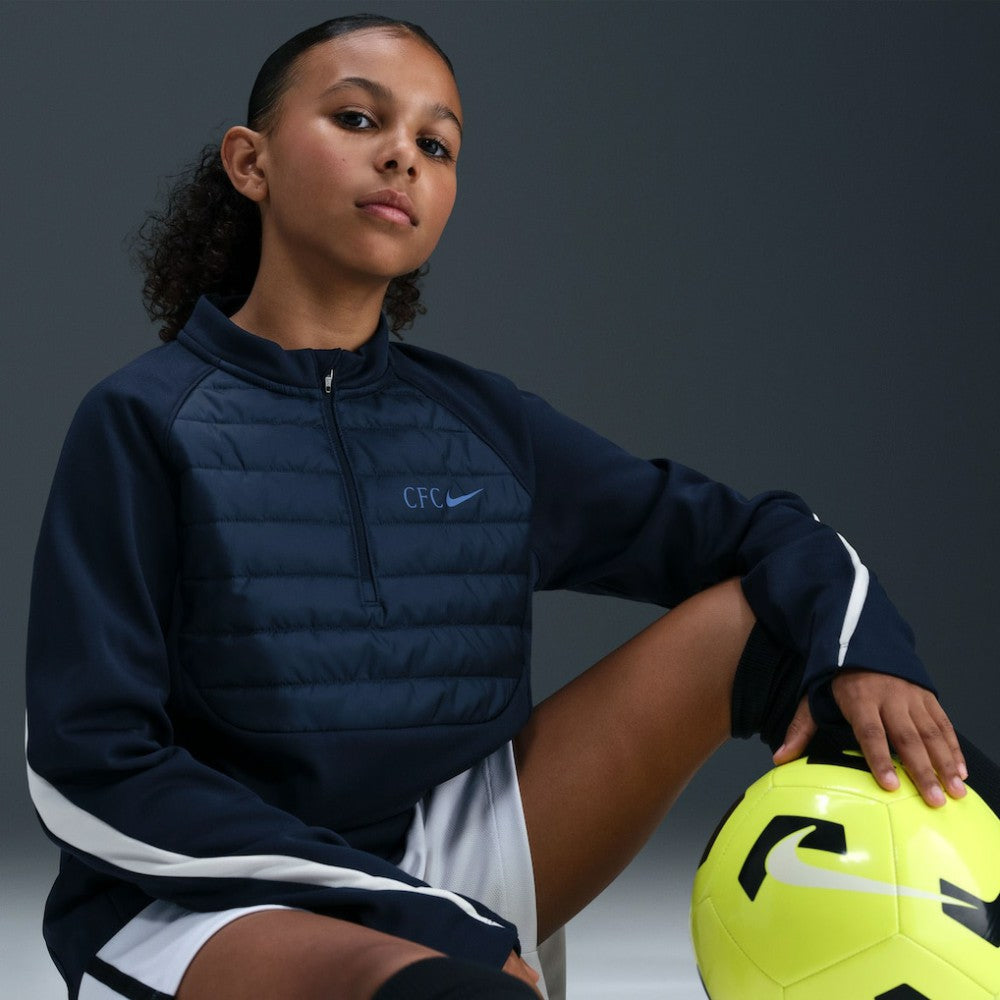 Chelsea Youth 2025/26 Academy Winter Warrior Drill Training Top on sale - Navy 