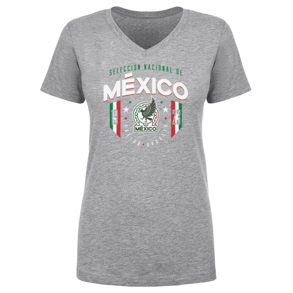 Mexico National Team 500 Level Women's V-Neck T-Shirt for sale - Heather Gray 