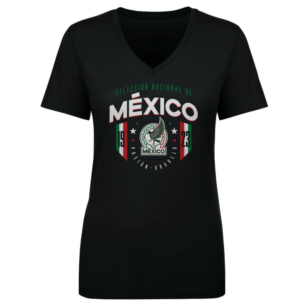 Mexico National Team 500 Level Women's V-Neck T-Shirt for sale - Black 