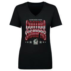 Mexico National Team 500 Level Women's Contigo Siempre Vintage V-Neck T-Shirt for sale - Black 