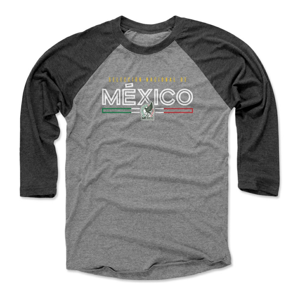 Mexico National Team 500 Level Inline 3/4-Sleeve Tri-Blend Baseball T-Shirt for sale - Black/Heather Gray 