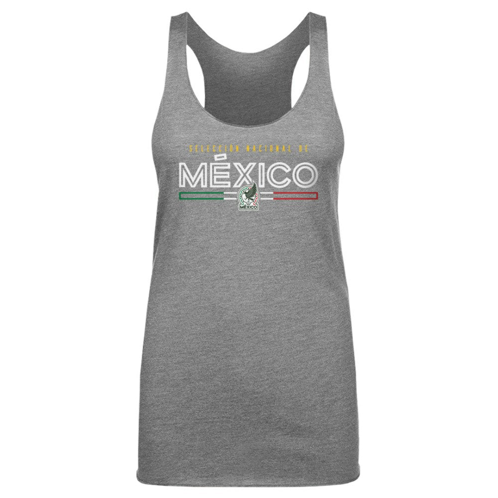 Mexico National Team 500 Level Women's  Inline Tri-Blend Racerback Tank Top for sale - Gray 