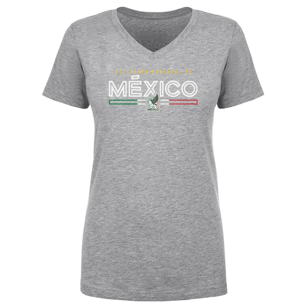 Mexico National Team 500 Level Women's  Inline V-Neck T-Shirt for sale - Heather Gray 