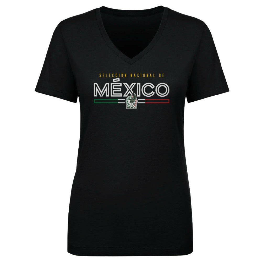 Mexico National Team 500 Level Women's  Inline V-Neck T-Shirt for sale - Black 