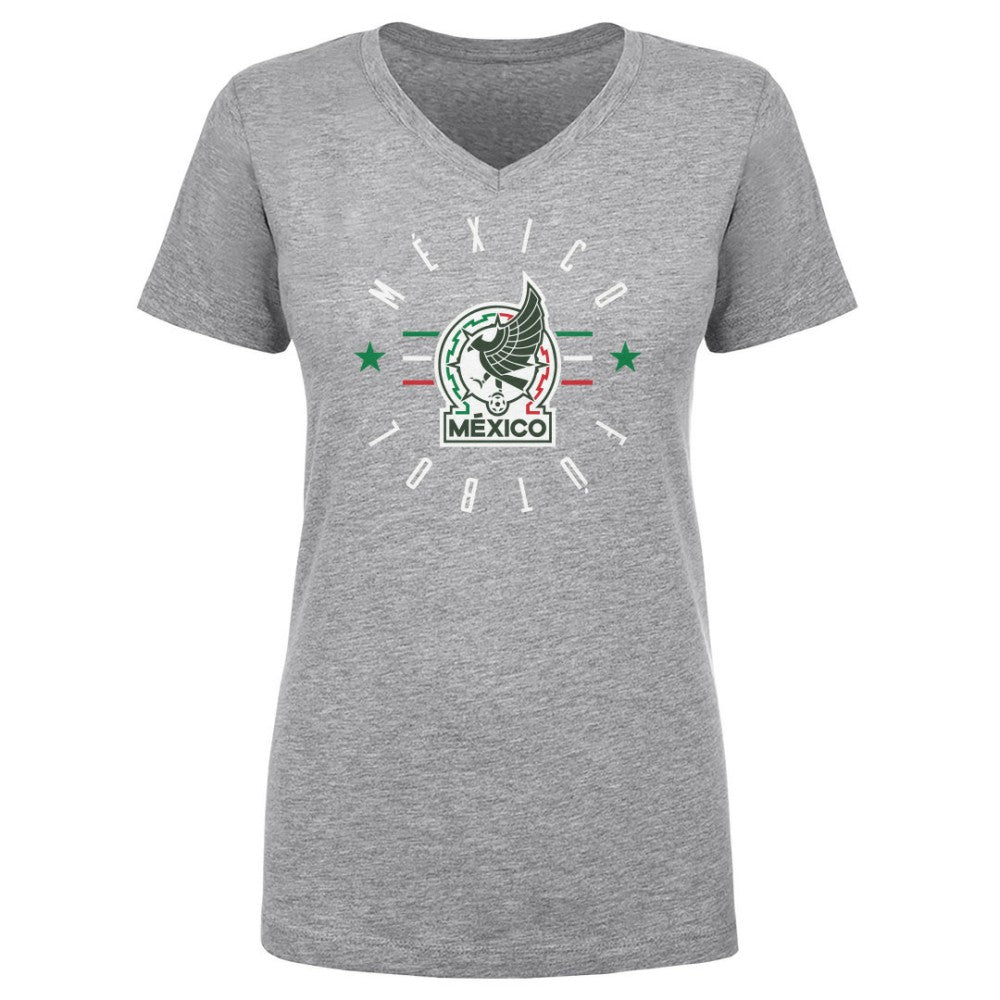 Mexico National Team 500 Level Women's  Futbol V-Neck T-Shirt for sale - Heather Gray 