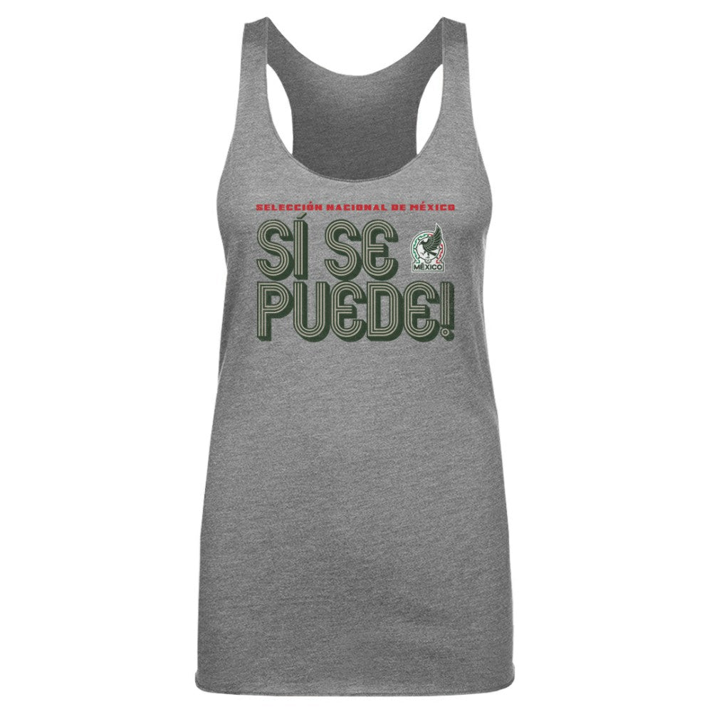 Mexico National Team 500 Level Women's Si Se Puede Inline Bold Tri-Blend Racerback Tank Top for sale - Gray 