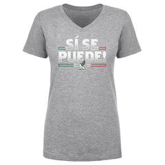 Mexico National Team 500 Level Women's Si Se Puede  V-Neck T-Shirt for sale - Heather Gray 