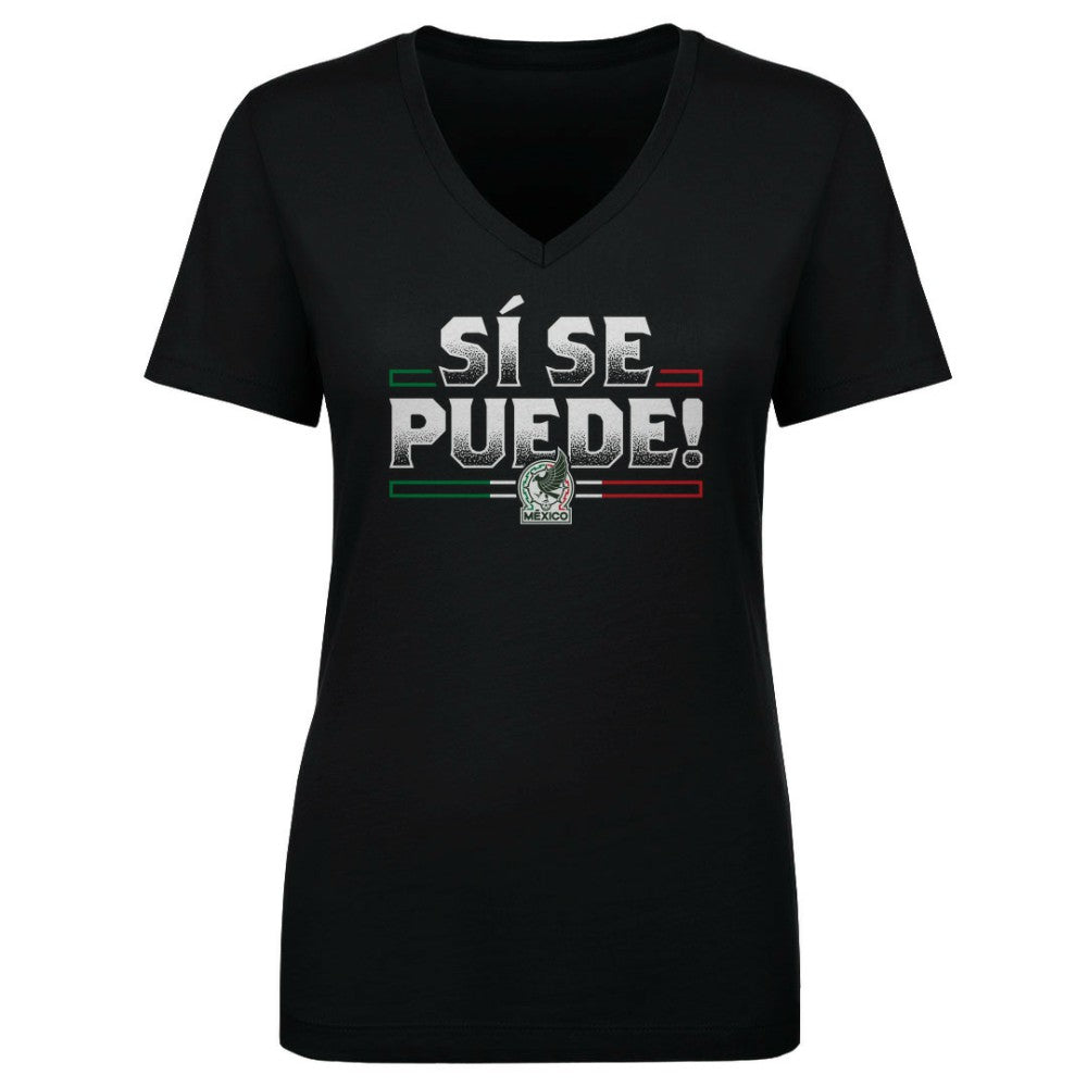 Mexico National Team 500 Level Women's Si Se Puede  V-Neck T-Shirt for sale - Black 