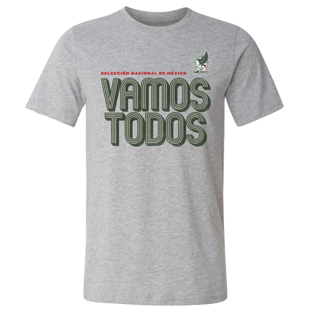 Mexico National Team 500 Level Vamos Todos Inline Bold Cotton T-Shirt for sale - Heather Gray 