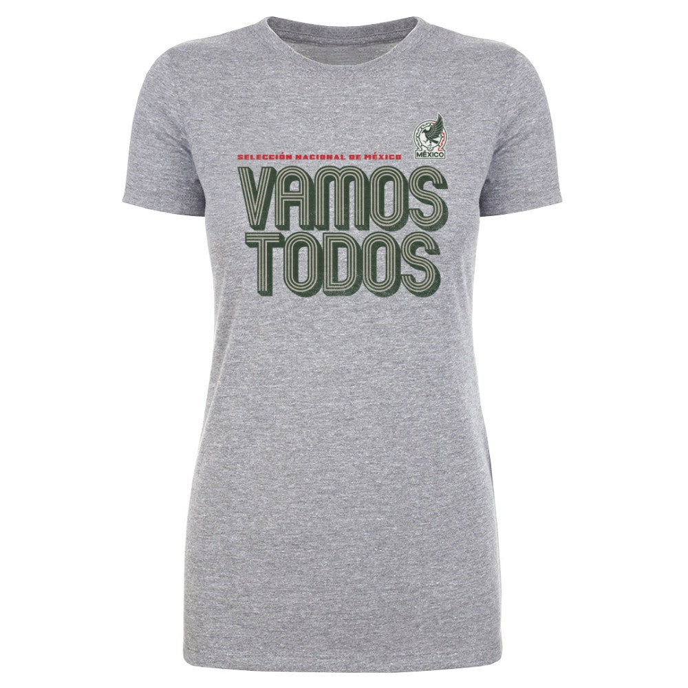 Mexico National Team 500 Level Women's Vamos Todos Inline Bold T-Shirt for sale - Heather Gray 