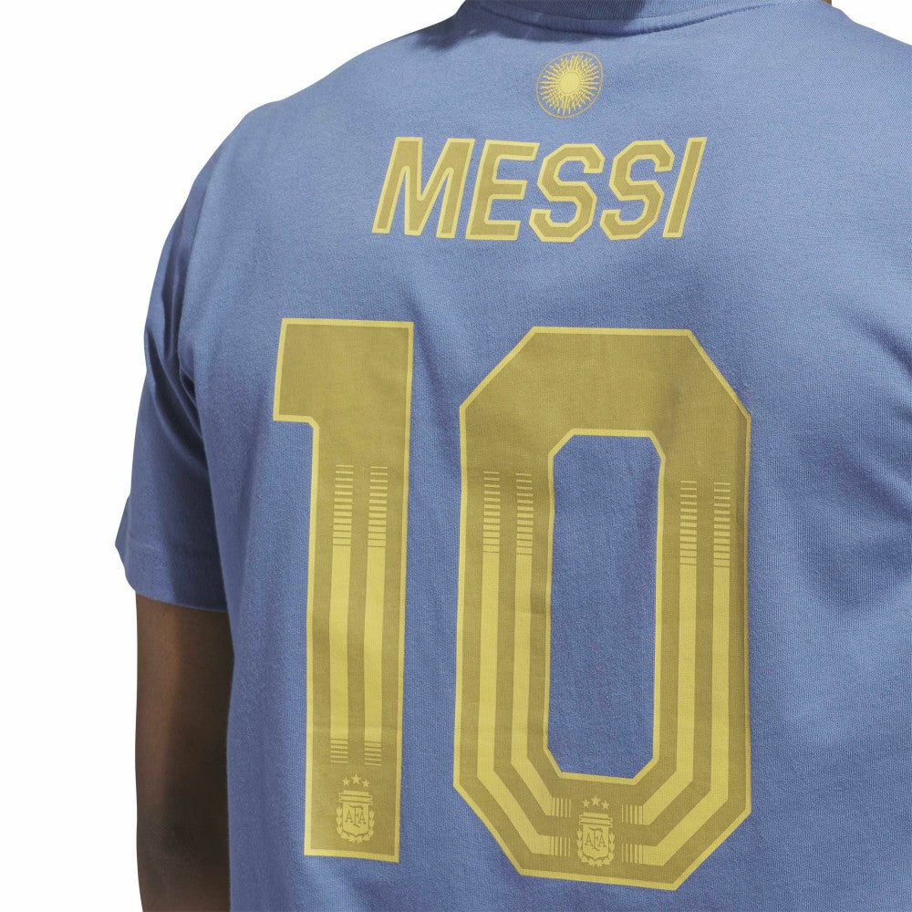 Lionel Messi Argentina National Team Name & Number T-Shirt for sale - Blue 