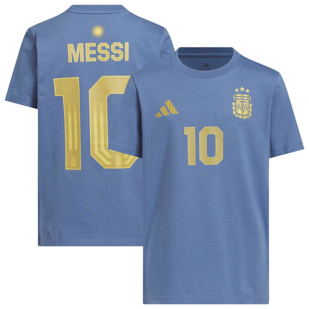 Lionel Messi Argentina National Team Youth Name & Number T-Shirt for sale - Blue 