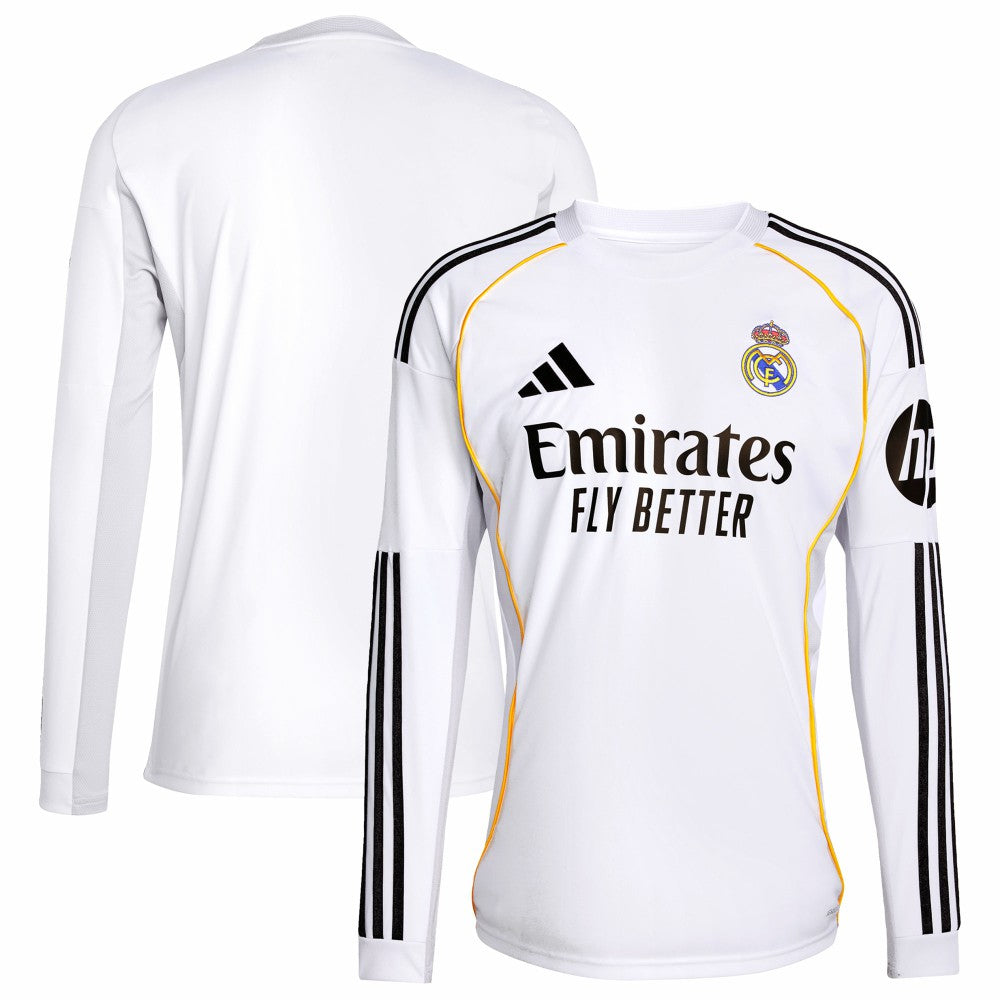 Real Madrid 2025/26 Home Replica Long Sleeve Jersey Discount - White 