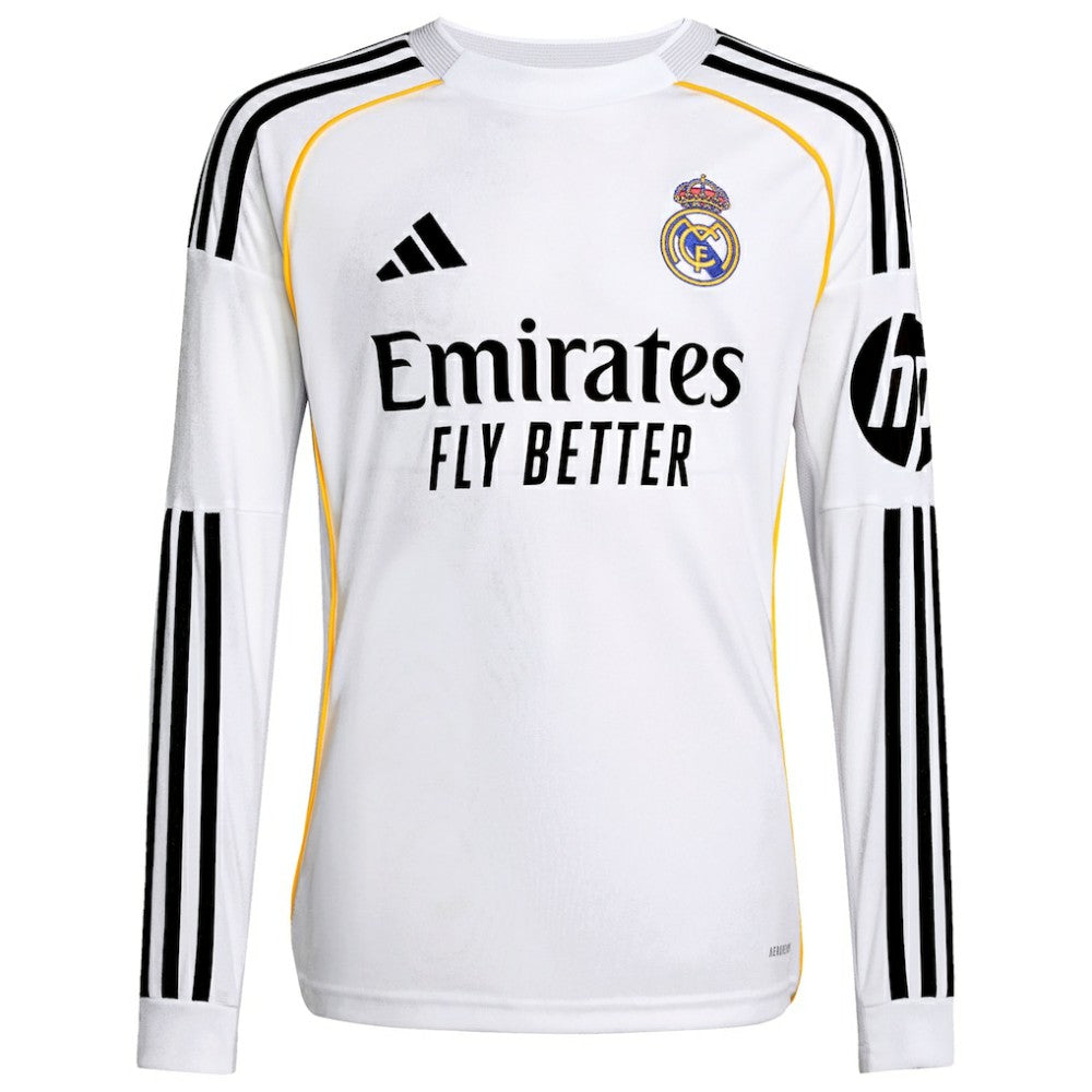 Real Madrid Youth 2025/26 Home Replica Long Sleeve Jersey Discount - White 