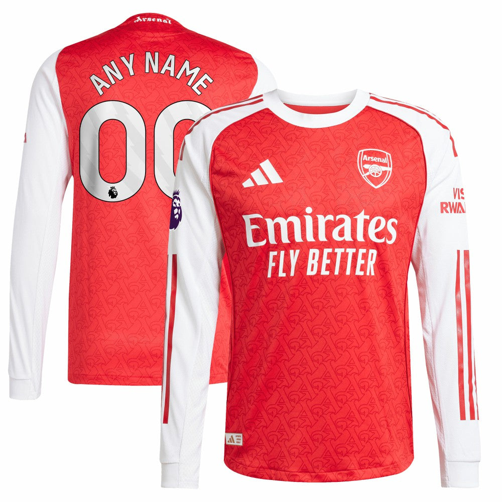 Arsenal 2025/26 Home Long Sleeve Custom Jersey on sale - Red 