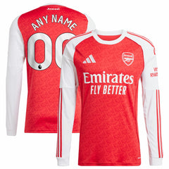 Arsenal 2025/26 Home Replica Long Sleeve Custom Jersey on sale - Red 