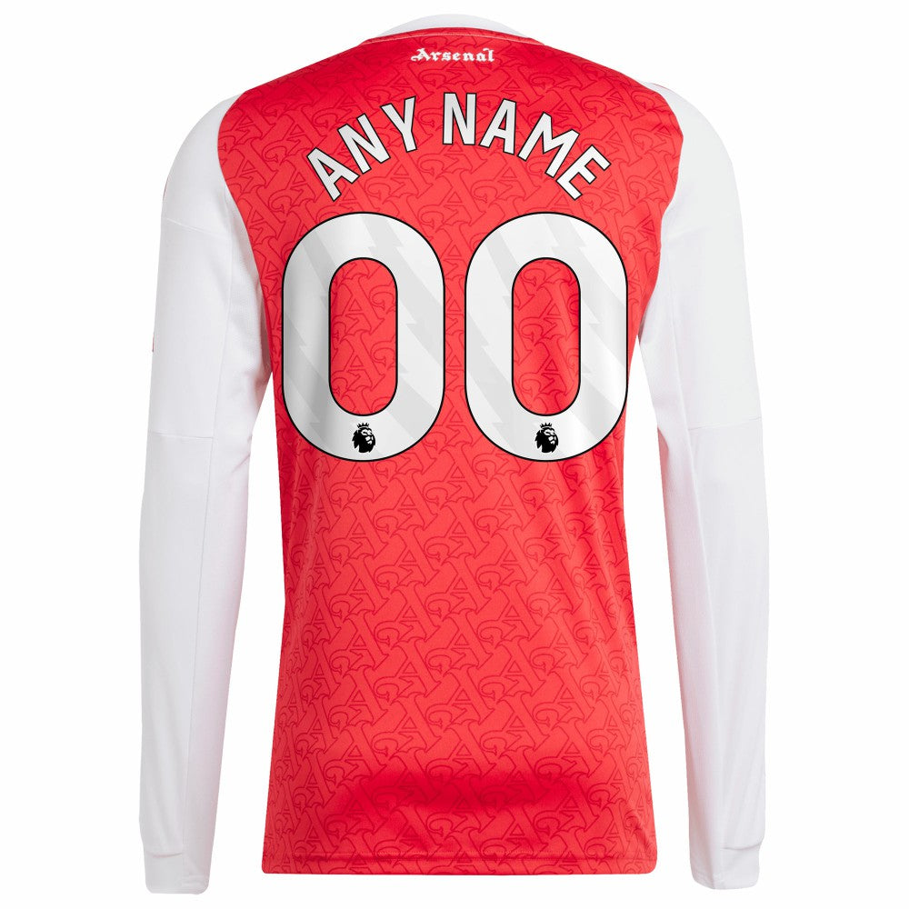 Arsenal 2025/26 Home Replica Long Sleeve Custom Jersey on sale - Red 