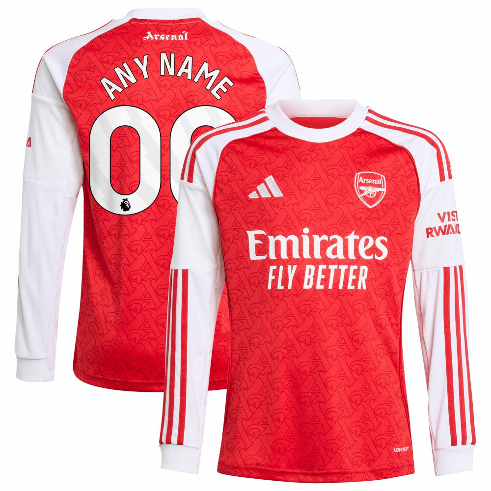 Arsenal Youth 2025/26 Home Replica Long Sleeve Custom Jersey on sale - Red 