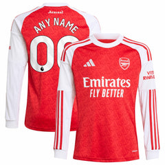 Arsenal Youth 2025/26 Home Replica Long Sleeve Custom Jersey on sale - Red 