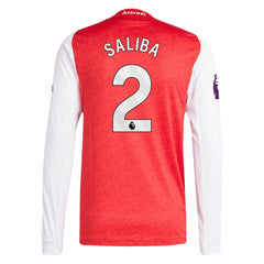 William Saliba Arsenal 2025/26 Home Long Sleeve Player Jersey on sale - Red 