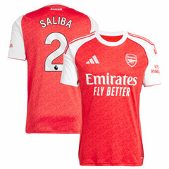 William Saliba Arsenal 2025/26 Home Replica Player Jersey on sale - Red 
