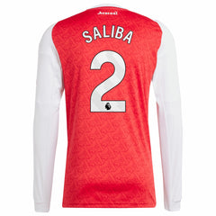 William Saliba Arsenal 2025/26 Home Replica Long Sleeve Player Jersey on sale - Red 