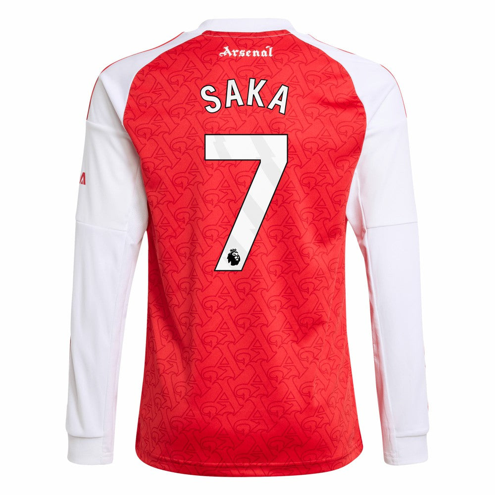 Bukayo Saka Arsenal Youth 2025/26 Home Replica Long Sleeve Player Jersey on sale - Red 