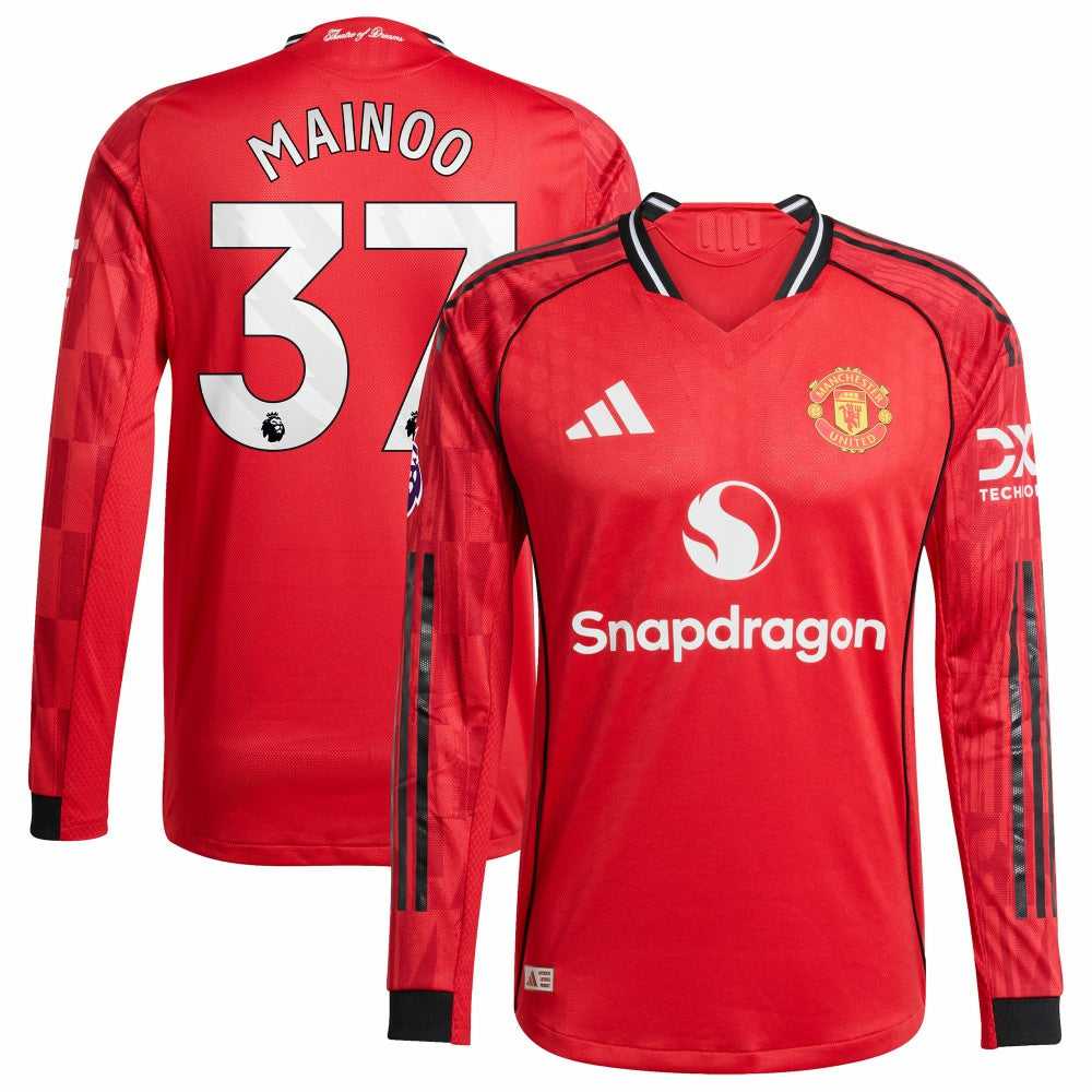 Kobbie Mainoo Manchester United Home 2025/26 Player Long Sleeve Jersey Discount - Red 