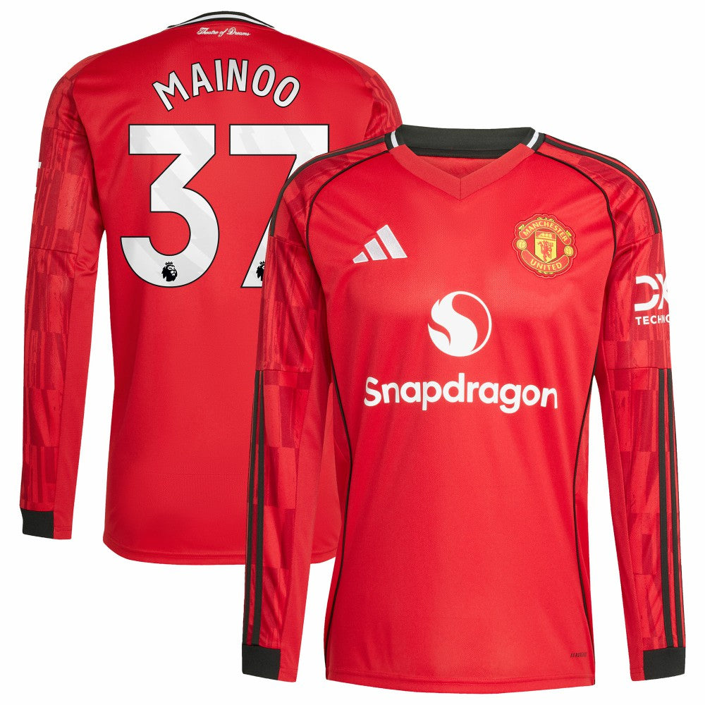 Kobbie Mainoo Manchester United Home 2025/26 Replica Player Long Sleeve Jersey Discount - Red 