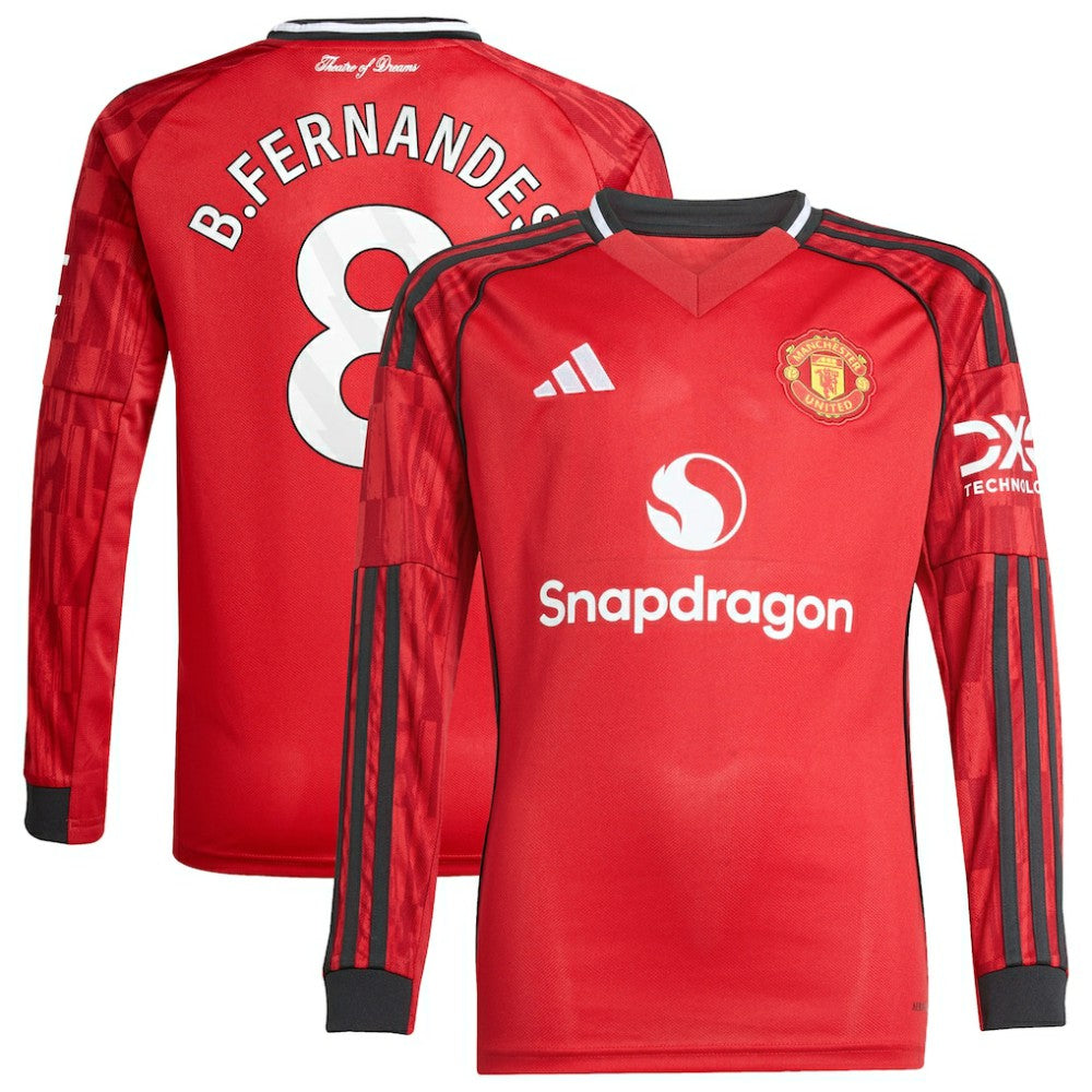 Bruno Fernandes Manchester United Youth Home 2025/26 Replica Player Long Sleeve Jersey Discount - Red 