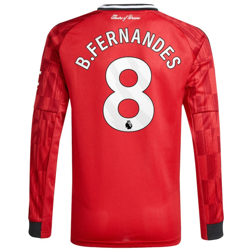 Bruno Fernandes Manchester United Youth Home 2025/26 Replica Player Long Sleeve Jersey Discount - Red 