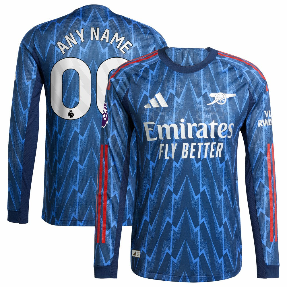 Arsenal 2025/26 Away Long Sleeve Custom Jersey on sale - Blue 