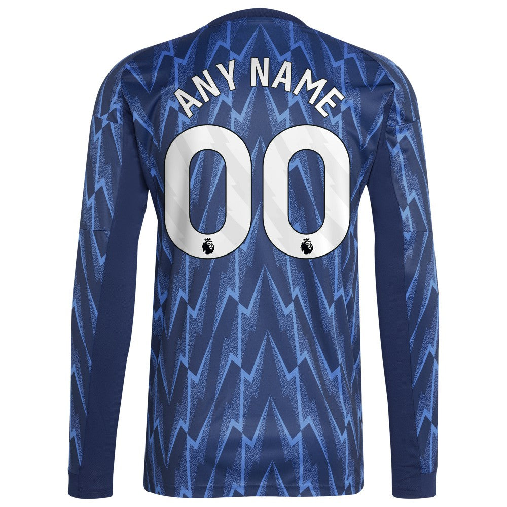 Arsenal 2025/26 Away Replica Long Sleeve Custom Jersey on sale - Blue 