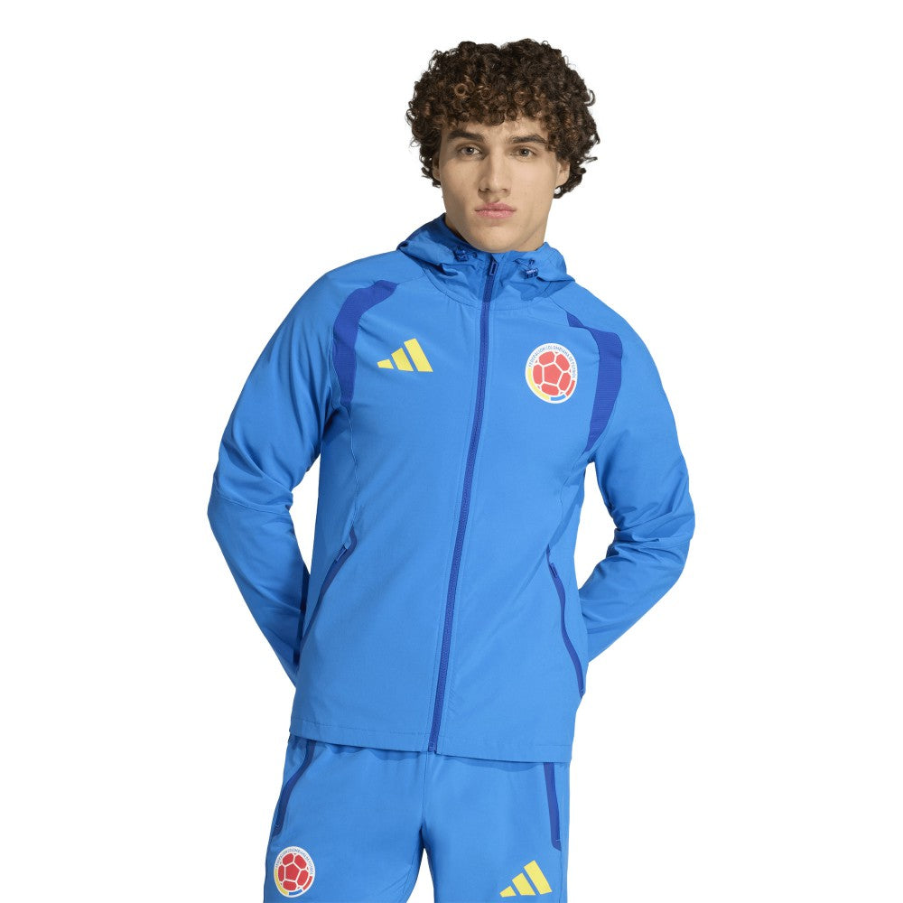 Colombia National Team FIFA x World Cup 2026 Tiro Travel Raglan Full-Zip Windbreaker Hoodie for sale - Blue 