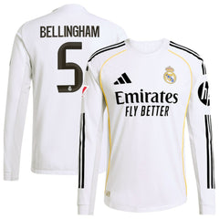 Jude Bellingham Real Madrid 2025/26 Home Long Sleeve Jersey Discount - White 
